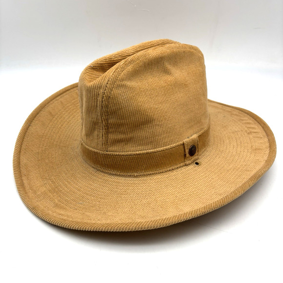 Vintage 1970s Levi's Strauss Tan Corduroy Western Cowboy Hat Size 7 - 21.5